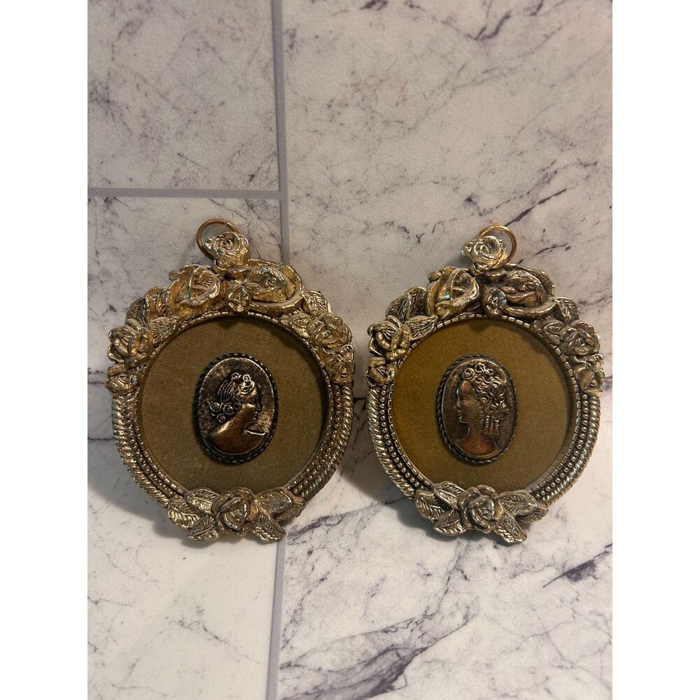 E.A. Riba Co Inc. Vintage Antique Ornate Gold Wall Plaques - Set of 2